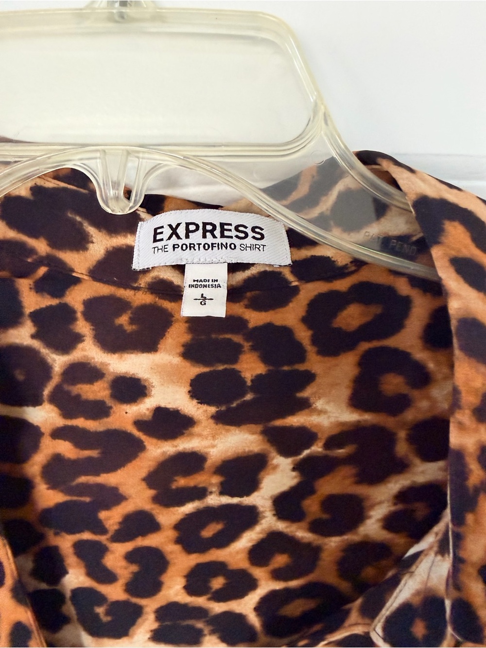 Express Leopard Print Button-Down Shirt - Brown/Black - Picture 2 of 4